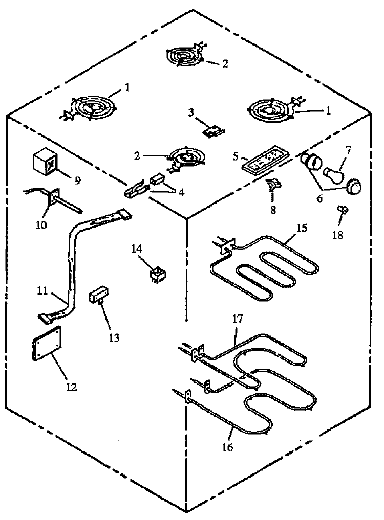 ELECTRICAL COMPONENTS Diagram and Parts List for FDU2492B P1130625N B Amana Range