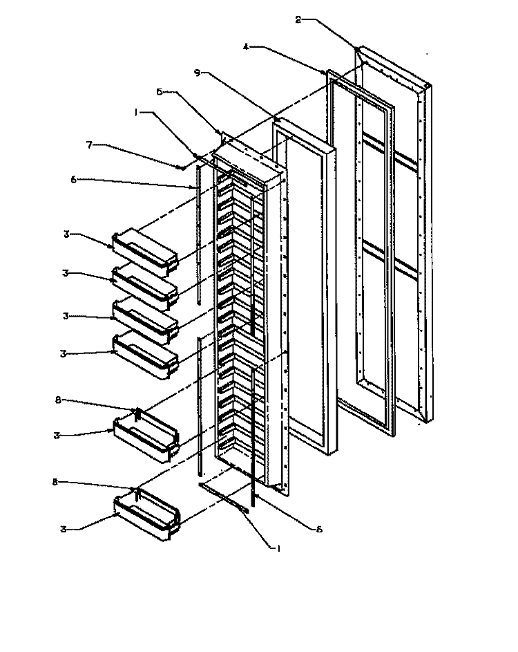 FZ DOOR Diagram and Parts List for SS22NBL P1162706W L Amana Refrigerator