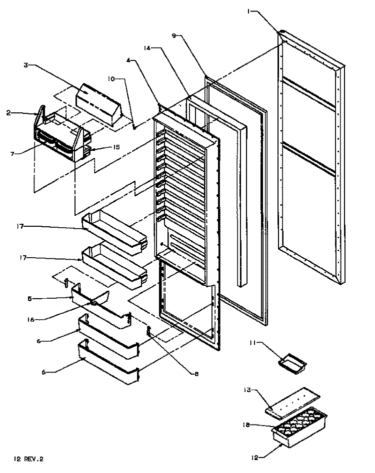 REF DOOR Diagram and Parts List for SS22NBL P1162706W L Amana Refrigerator