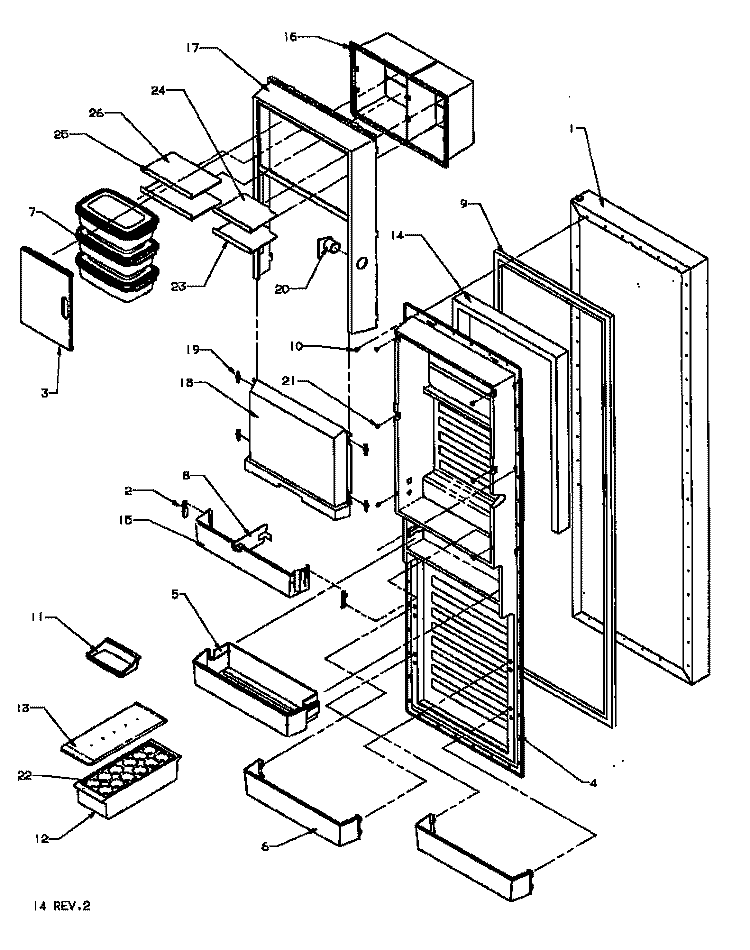 REF DOOR Diagram and Parts List for SX25NW P1162708W W Amana Refrigerator