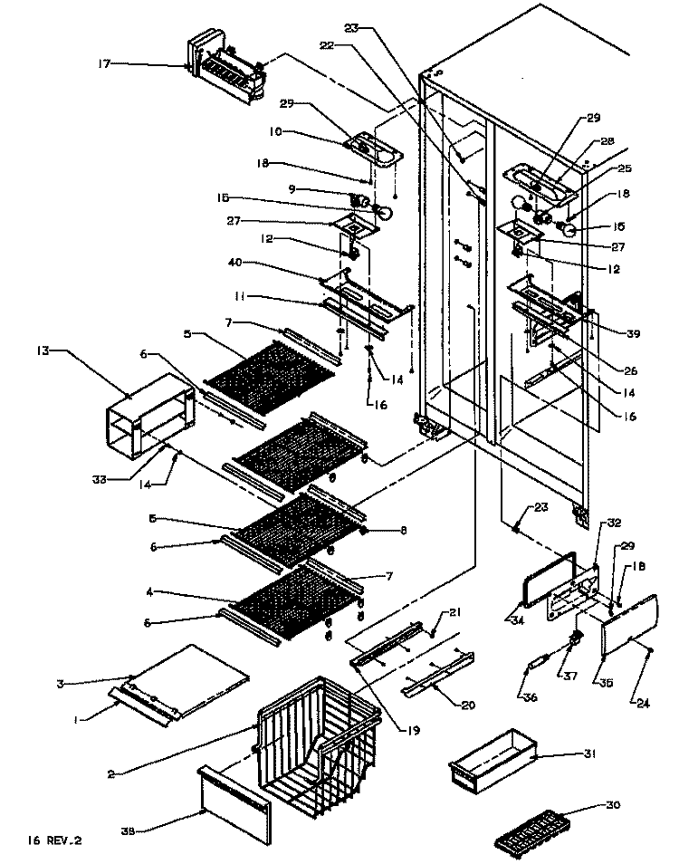 FZ SHELVING AND REF LIGHT Diagram and Parts List for SS22NBL P1162706W L Amana Refrigerator
