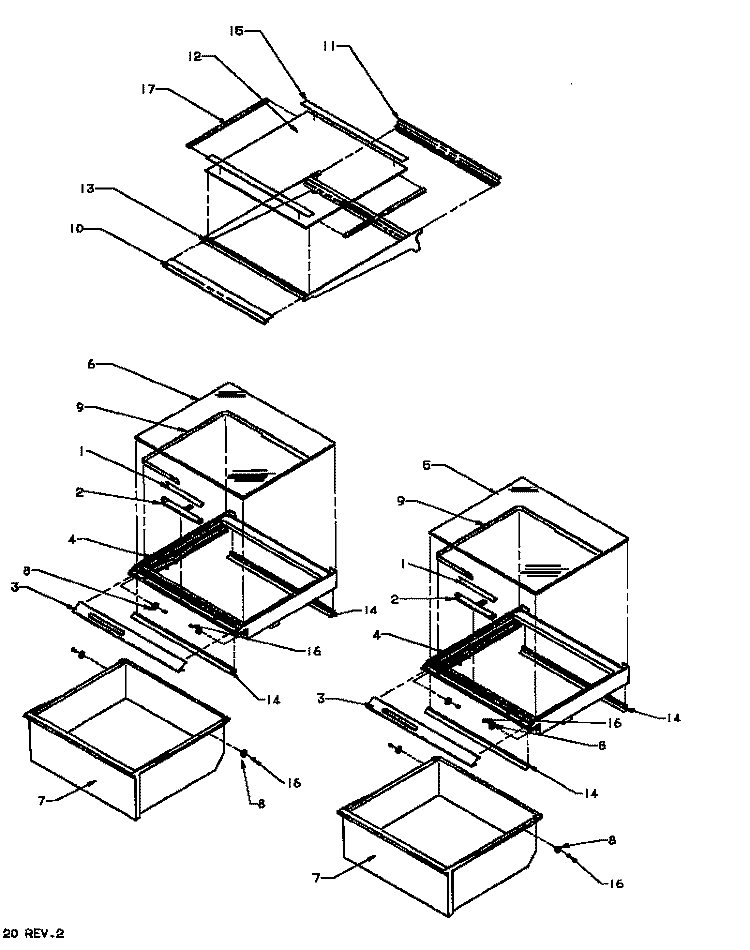 REF SHELVING AND DRAWERS Diagram and Parts List for SS22NBL P1162706W L Amana Refrigerator