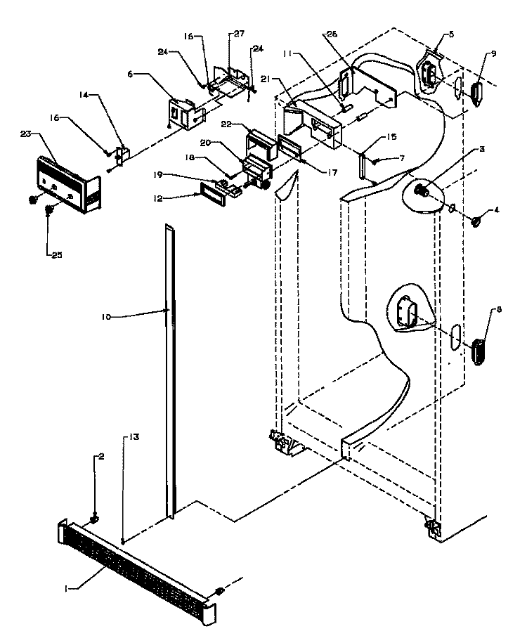 REF / FZ CONTROLS AND CABINET PARTS Diagram and Parts List for SS22NBL P1162706W L Amana Refrigerator