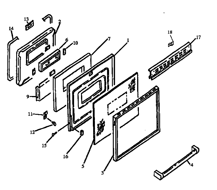 OVEN DOOR Diagram and Parts List for ARH664E P1130981N E Amana Range