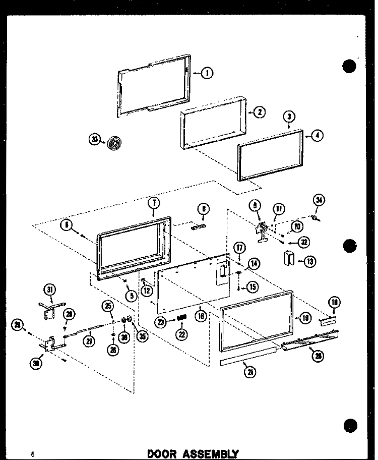DOOR ASSY Diagram and Parts List for RC-14 P7210007M Amana Microwave