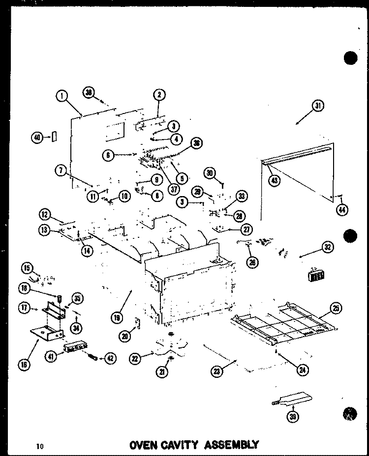 OVEN CAVITY ASSY Diagram and Parts List for RC-14 P7210007M Amana Microwave
