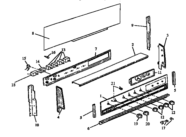 CONTROL PANEL Diagram and Parts List for ARR625L,W P1130970NL Amana Range