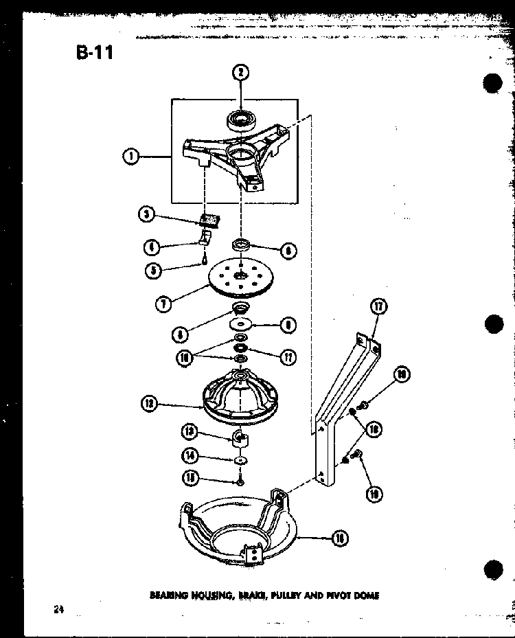 Bearing Housing Diagram and Parts List for TAA800 P75751-7W Amana Dryer