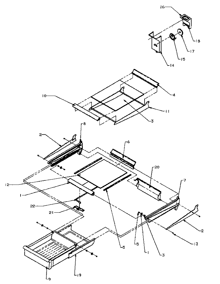 CABINET SHELVING Diagram and Parts List for TA18R3L P1158307W L Amana Refrigerator
