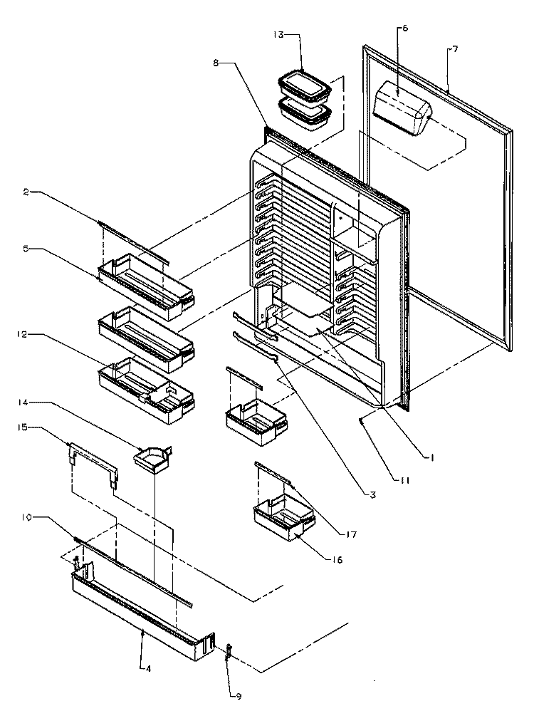 REF INNER DOOR Diagram and Parts List for BX20RE P1161506W E Amana Refrigerator