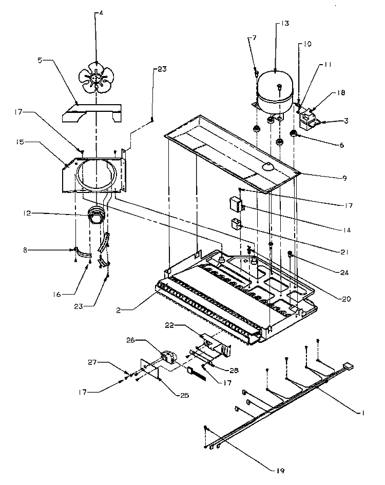 COMPRESSOR COMPARTMENT Diagram and Parts List for BX20RE P1161506W E Amana Refrigerator
