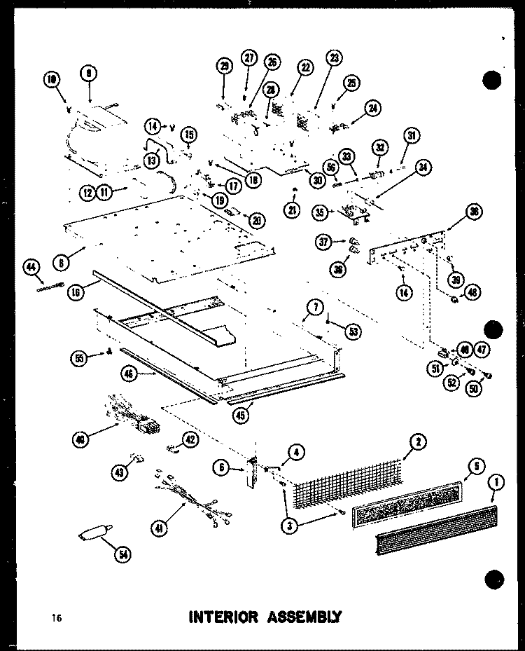 INTERIOR ASSY Diagram and Parts List for RC-14 P7210007M Amana Microwave