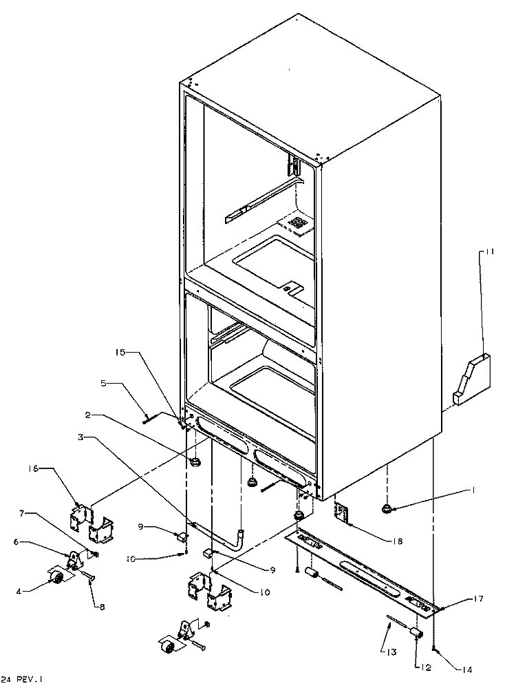 ROLLERS / DRAIN TUBE Diagram and Parts List for BX20RE P1161506W E Amana Refrigerator