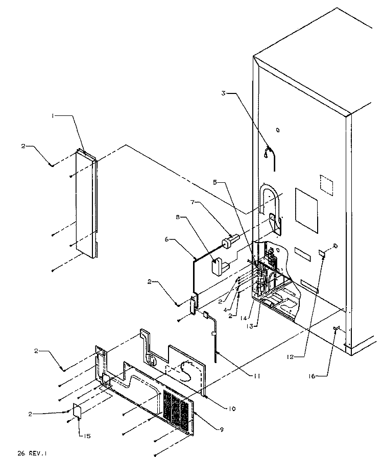 CABINET BACK Diagram and Parts List for BX20RE P1161506W E Amana Refrigerator
