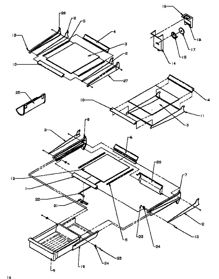CABINET SHELVING Diagram and Parts List for TG18R3L P1181711W L Amana Refrigerator