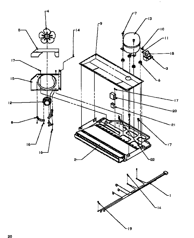 COMPRESSOR COMPARTMENT Diagram and Parts List for TG18R3L P1181711W L Amana Refrigerator