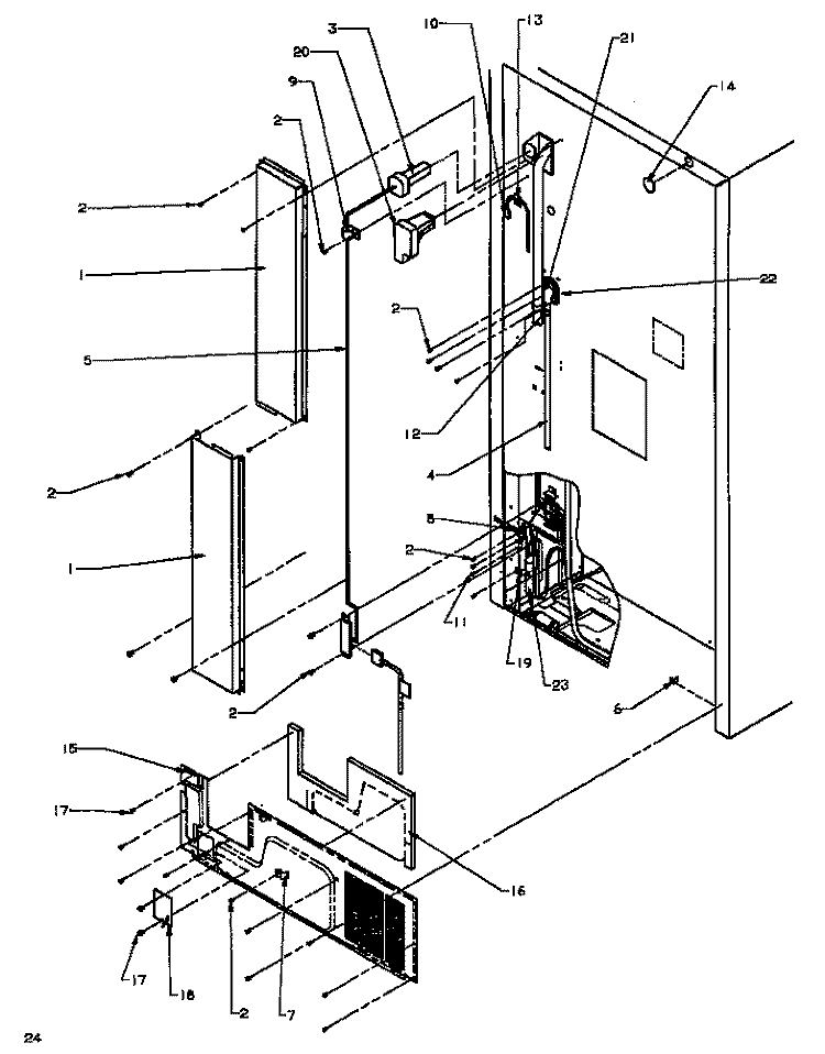 CABINET BACK Diagram and Parts List for TG18R3L P1181711W L Amana Refrigerator
