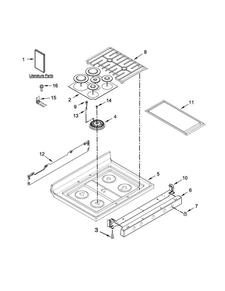 Cooktop Parts Diagram and Parts List for MGR8850DS1  Maytag Range