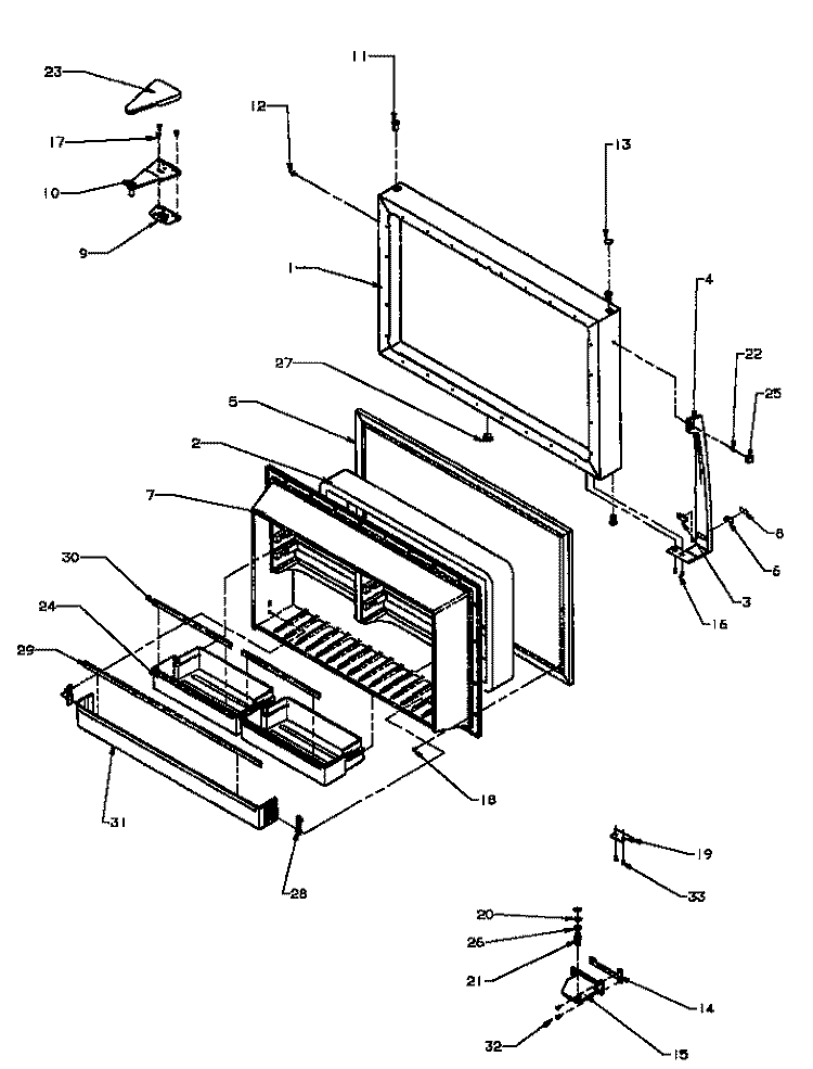 FZ DOOR Diagram and Parts List for TZI22R3L P1182003W L Amana Refrigerator