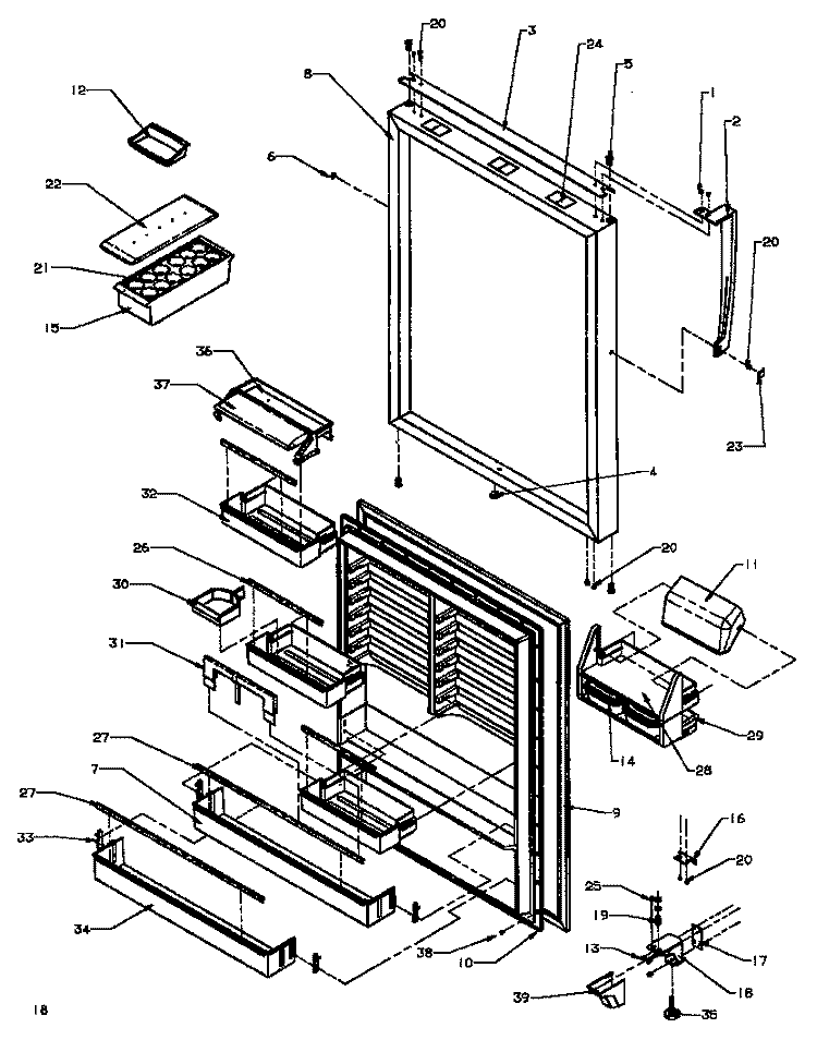 REF DOOR Diagram and Parts List for TZI22R3L P1182003W L Amana Refrigerator