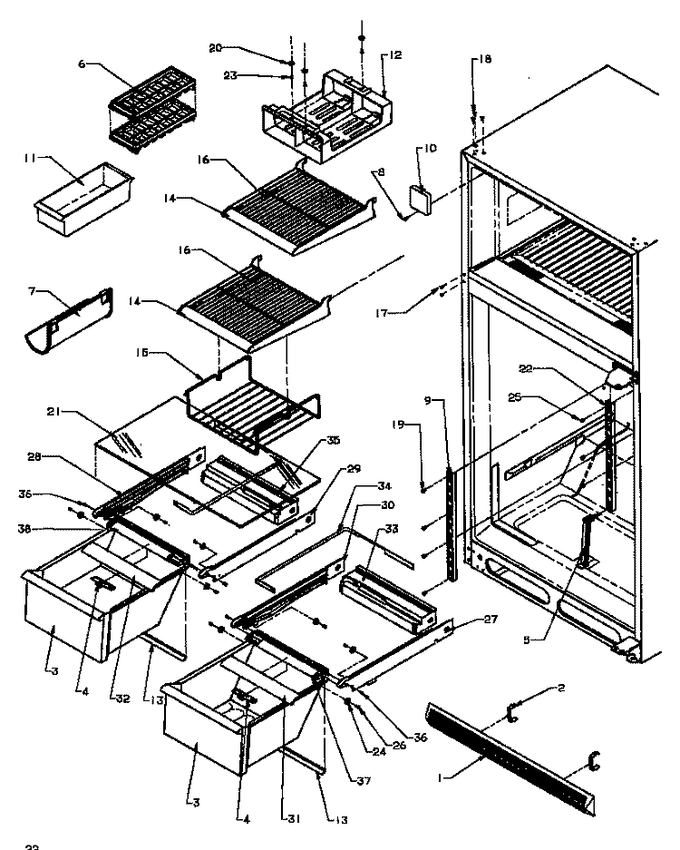 CABINET SHELVING Diagram and Parts List for TZ21R2G P1181501W G Amana Refrigerator
