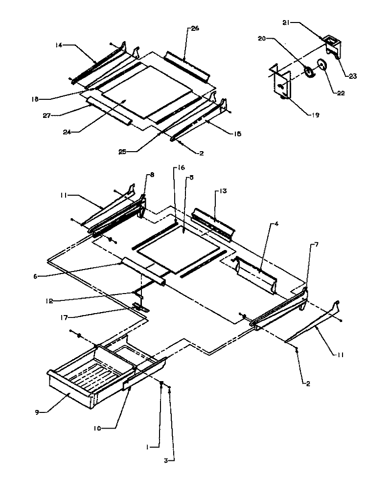CABINET SHELVING Diagram and Parts List for TZ19R2W P1181901W W Amana Refrigerator