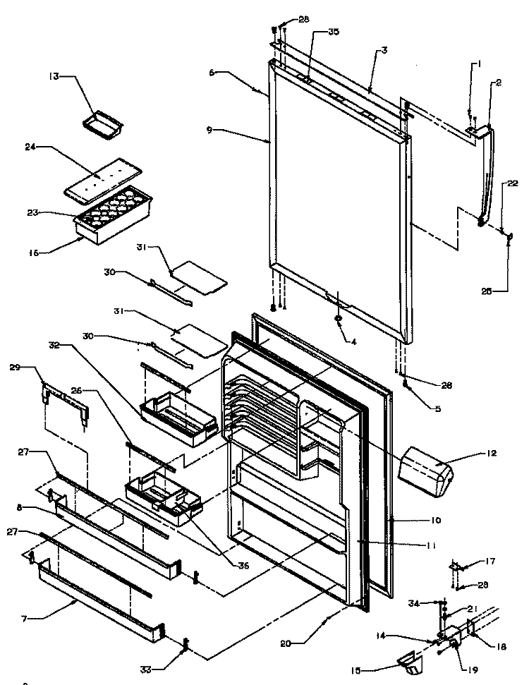REF DOOR Diagram and Parts List for TC18A3L P1181812W L Amana Refrigerator