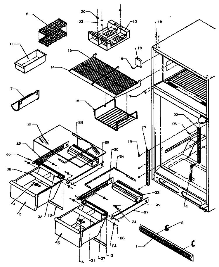 CABINET SHELVING Diagram and Parts List for TX21A3E P1181504W E Amana Refrigerator