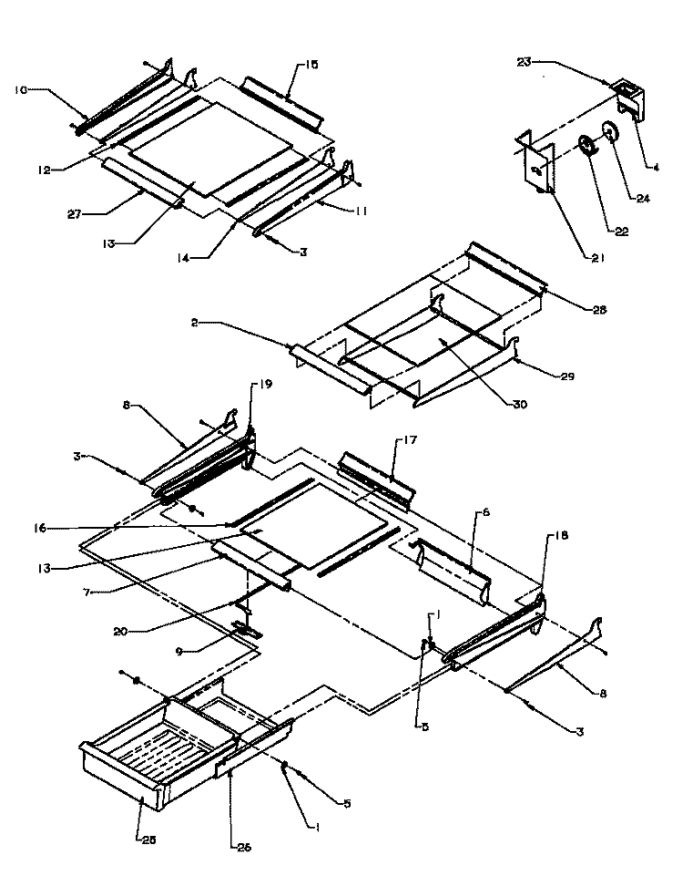 CABINET SHELVING Diagram and Parts List for TC18A3L P1181812W L Amana Refrigerator