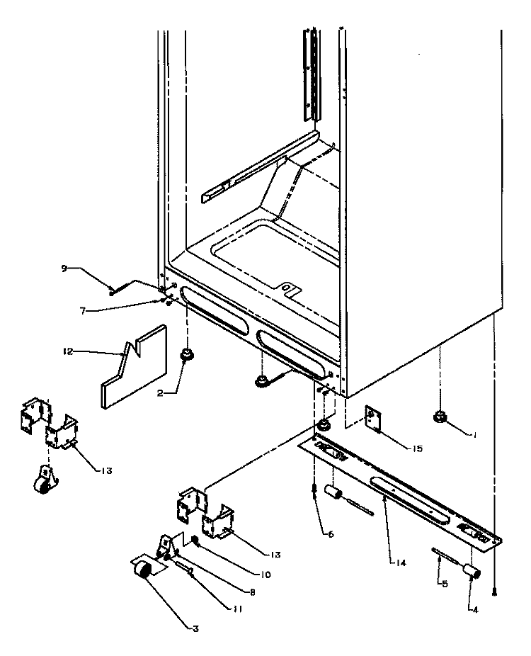 CABINET BOTTOM Diagram and Parts List for TC18A3L P1181812W L Amana Refrigerator