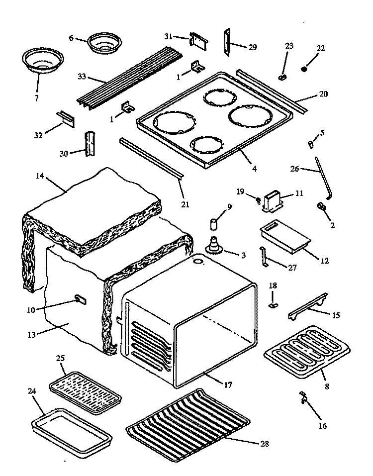 MAIN TOP AND OVEN ASSY Diagram and Parts List for EST3102L P1130629N L Maytag Range