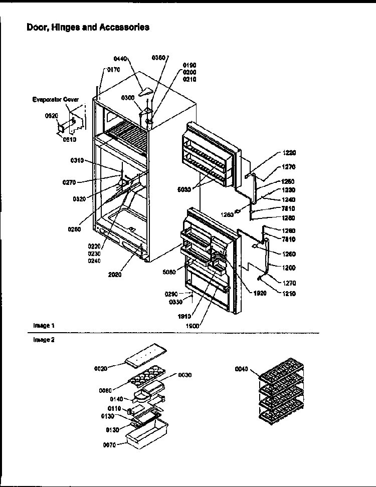 Doors,  Hinges And Accessories Diagram and Parts List for TRI18TL-1303202WL  Amana Refrigerator