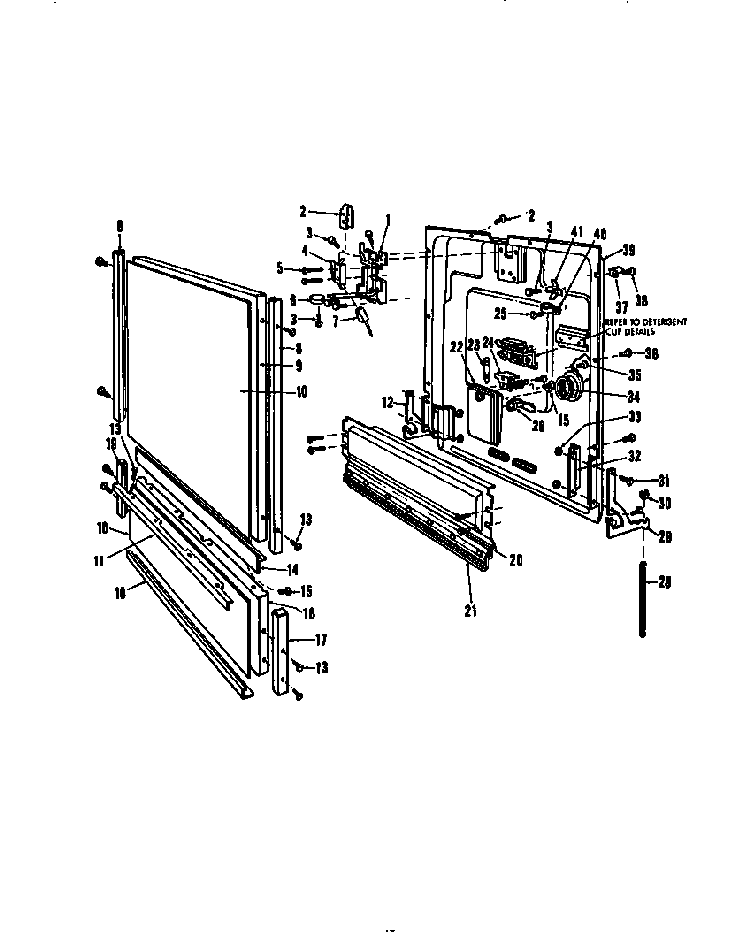 Door Details Diagram and Parts List for DCR-225-1C-OM  Caloric Dishwasher