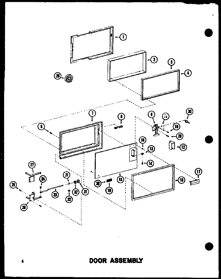 DOOR ASSY Diagram and Parts List for RC-14S P7264901M Amana Microwave