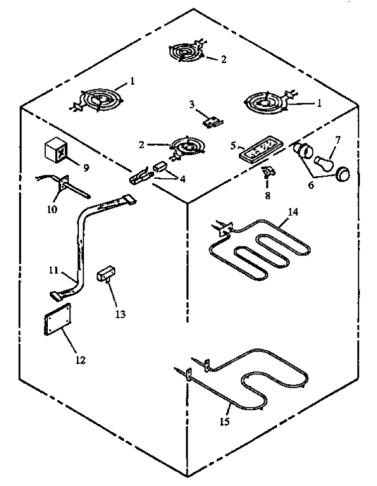 ELECTRICAL COMPONENTS Diagram and Parts List for EST3102L P1130629N L Maytag Range