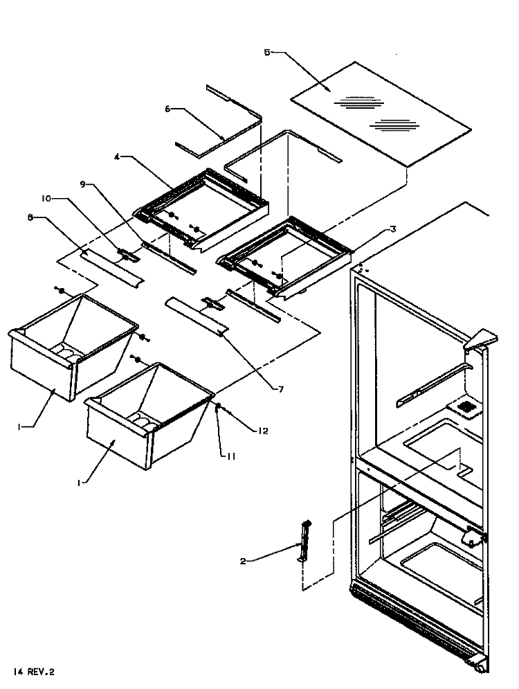 CRISPER COMPARTMENT Diagram and Parts List for BX22A2L P1161606W L Amana Refrigerator