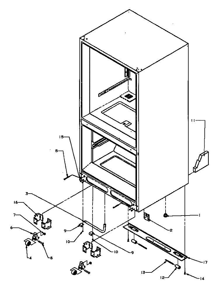 ROLLERS / DRAIN TUBE Diagram and Parts List for BX22A2L P1161606W L Amana Refrigerator