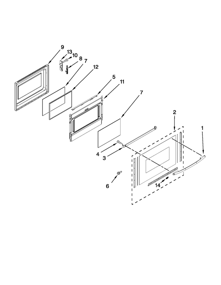 Lower Door Parts Diagram and Parts List for MET8885XB01  Maytag Range