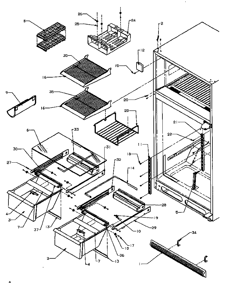 CABINET SHELVING Diagram and Parts List for TX25R4L P1175402W L Amana Refrigerator