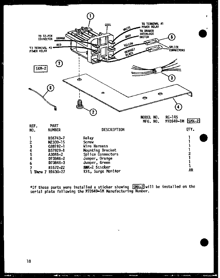 Page 7 Diagram and Parts List for RC-14S P7264901M Amana Microwave