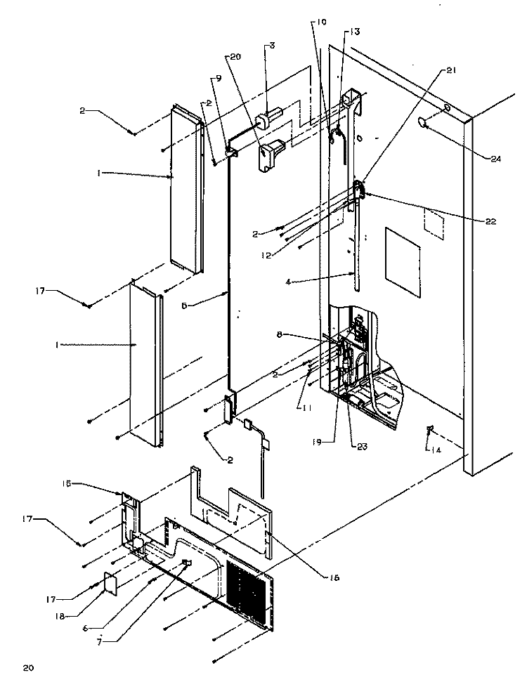CABINET BACK Diagram and Parts List for TX25R4L P1175402W L Amana Refrigerator