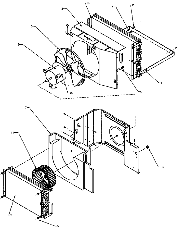 EVAP, CONDENSER & AIR FLOW PARTS Diagram and Parts List for C72B P1184005R Amana Air Conditioner