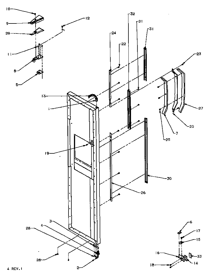 FZ DOOR HINGE AND TRIM PARTS Diagram and Parts List for SQD22NL P1181301W L Amana Refrigerator