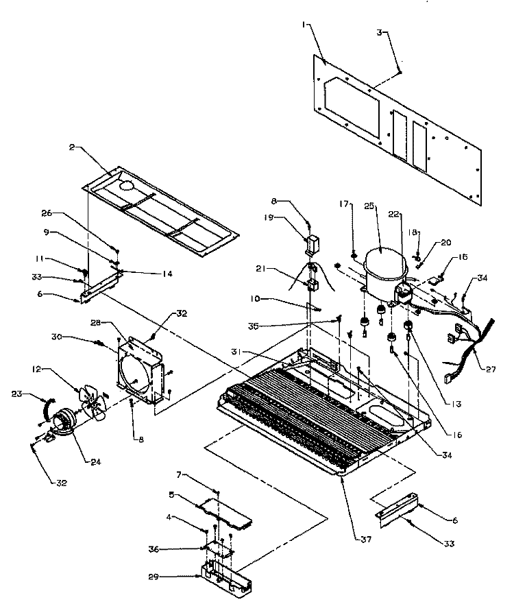 MACHINE COMPARTMENT Diagram and Parts List for SQD22NL P1181301W L Amana Refrigerator