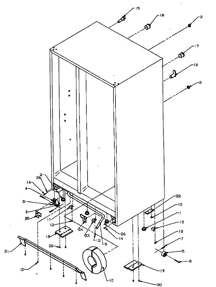 DRAIN AND ROLLERS Diagram and Parts List for SQD22NL P1181301W L Amana Refrigerator