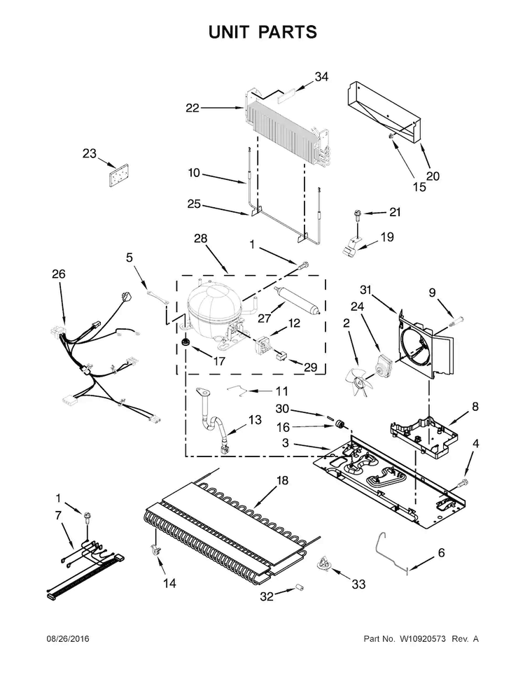 Unit Parts Diagram and Parts List for MBF1958FEB00  Maytag Refrigerator
