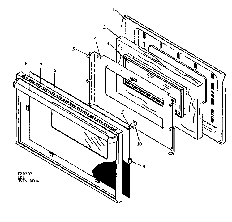 OVEN DOOR ASSY Diagram and Parts List for SNE26CB P1142425NW Amana Range