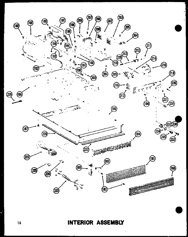 INTERIOR ASSY Diagram and Parts List for RC-14 P7210001M Amana Microwave