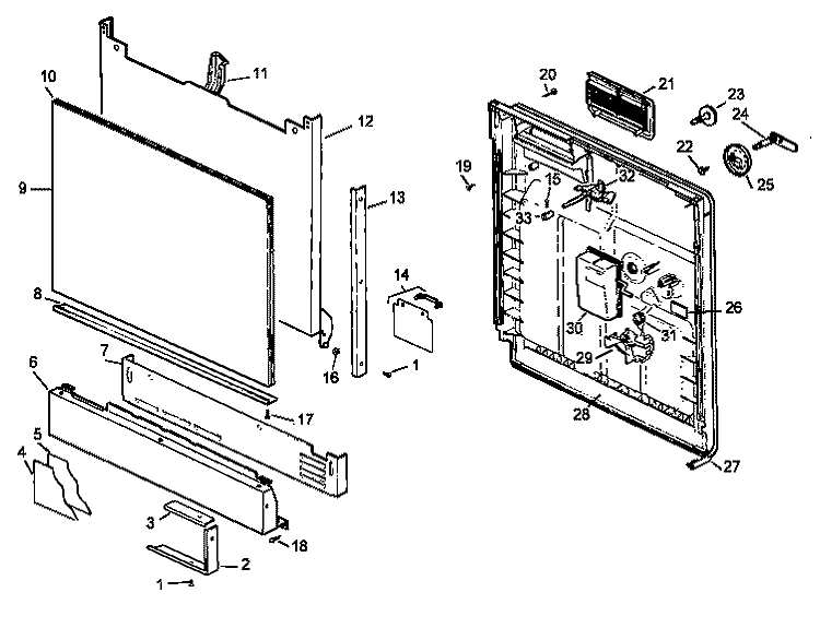 DOOR / TRIM PARTS Diagram and Parts List for DDW950B P1173810W Amana Dishwasher