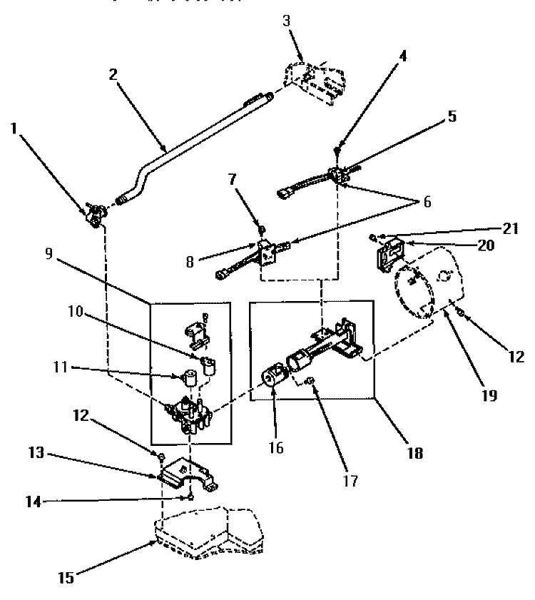 GAS VALVE AND IGNITER Diagram and Parts List for AGE959  Amana Dryer